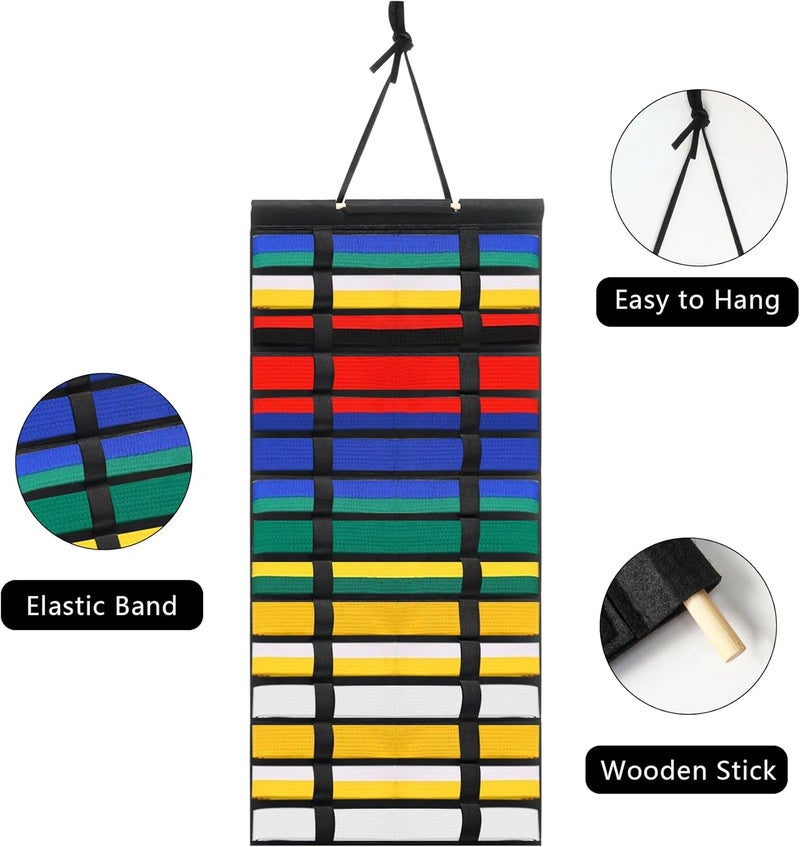 Klmnop 15 Belts Karate Belt Display Rack, Felt Hanging Taekwondo Belt Display, Martial Art Belt Display Holder for Martial Art Learner - Image 4